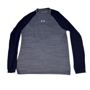 Under Armour Men's Medium Navy Gray Raglan Colorblock Sleeve Long Sleeve T-Shirt